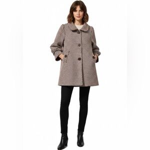 Anthropology Hazel Swing Coat Jacket Women’s L Burgundy/White Patterned